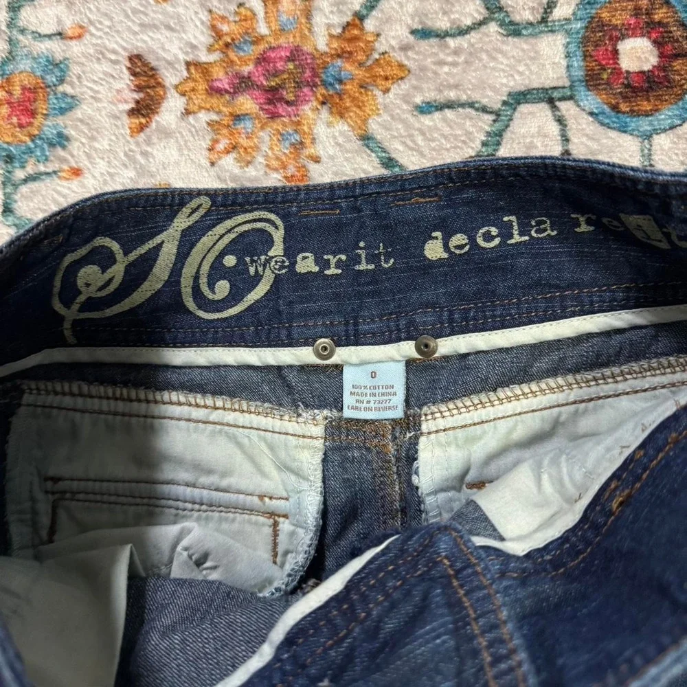SO Wear It Declare It Blue Denim Mini Skirt Y2K Dark Wash Womens Size 0